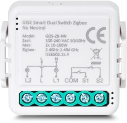 GISE Smart Podwójny moduł przekaźnikowy (bez N) Zigbee | Tuya | GDS-ZB-NN